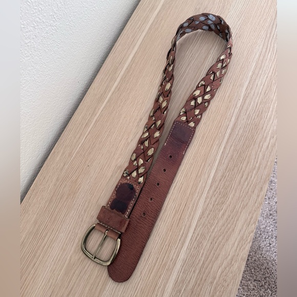 Mossimo Supply Co Brown and Gold Braided Leather Belt - Picture 3 of 5